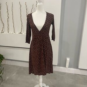 Boheme Deep V-Neck Brown Dress